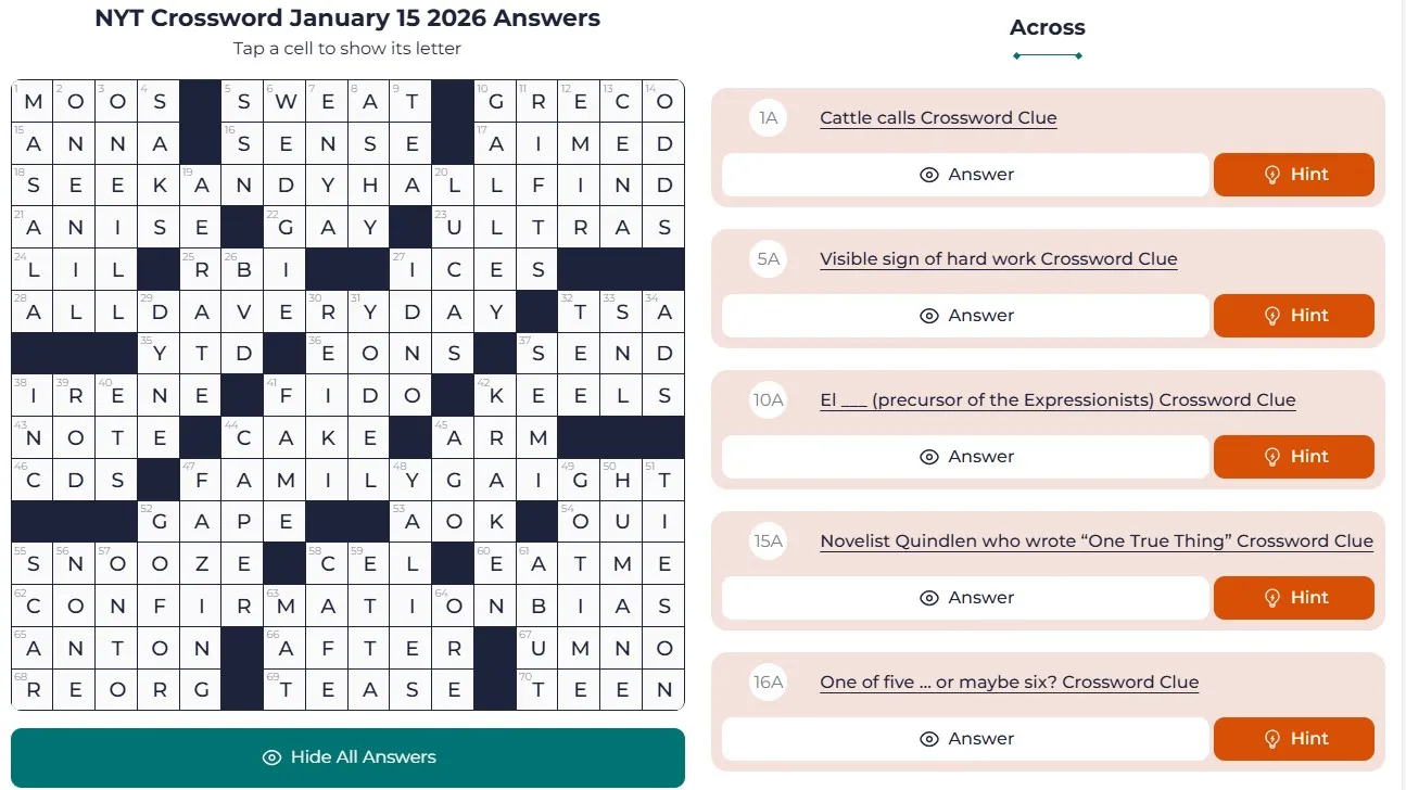 NYT Crossword Analysis Jan 15 answers NYT Crossword Analysis (Jan 15, 2026): You Should Look Differently!