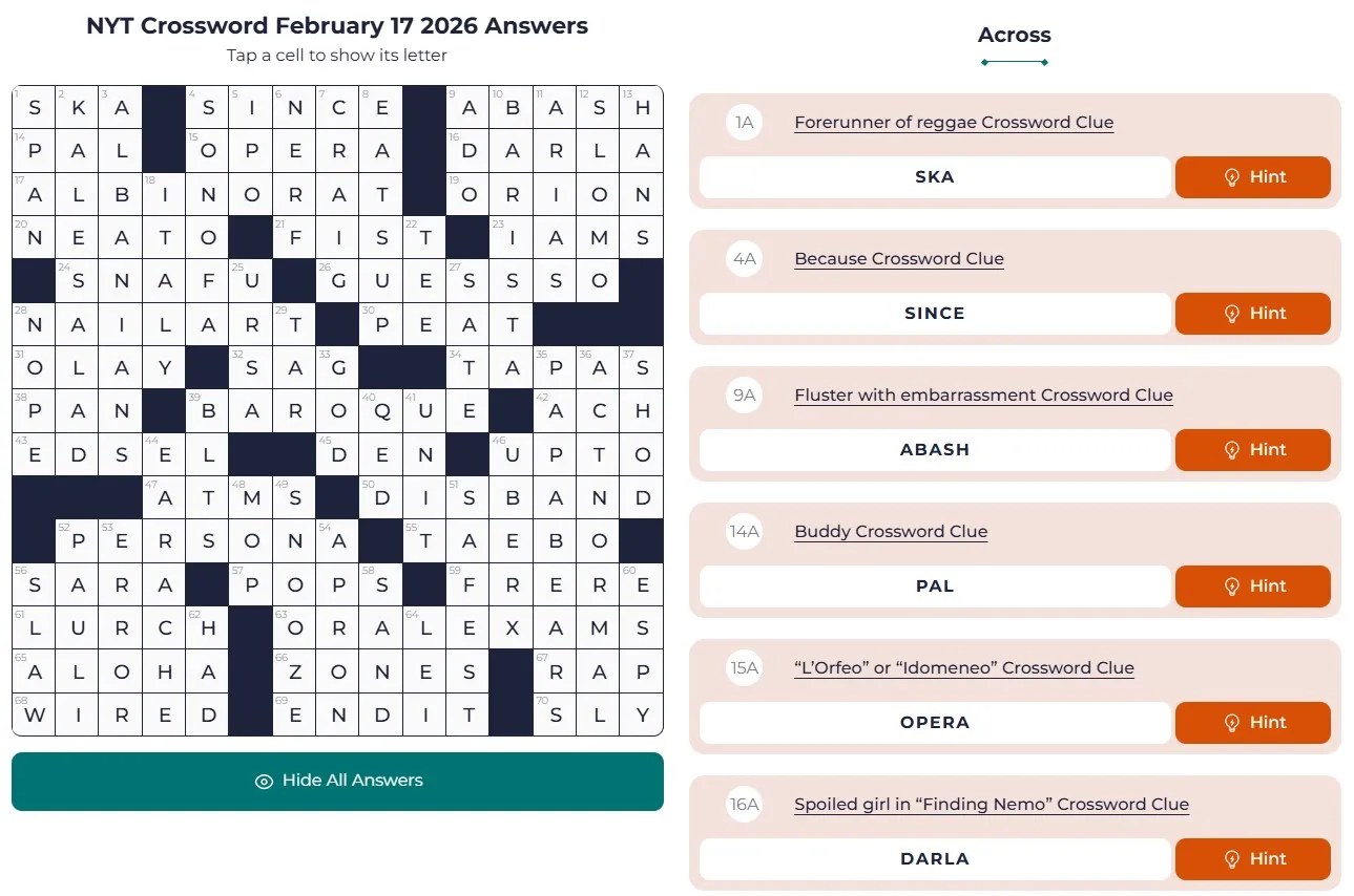 NYT Crossword Answers Feb 17 NYT Crossword Analysis (Feb 17, 2026): Music in Every Sense!