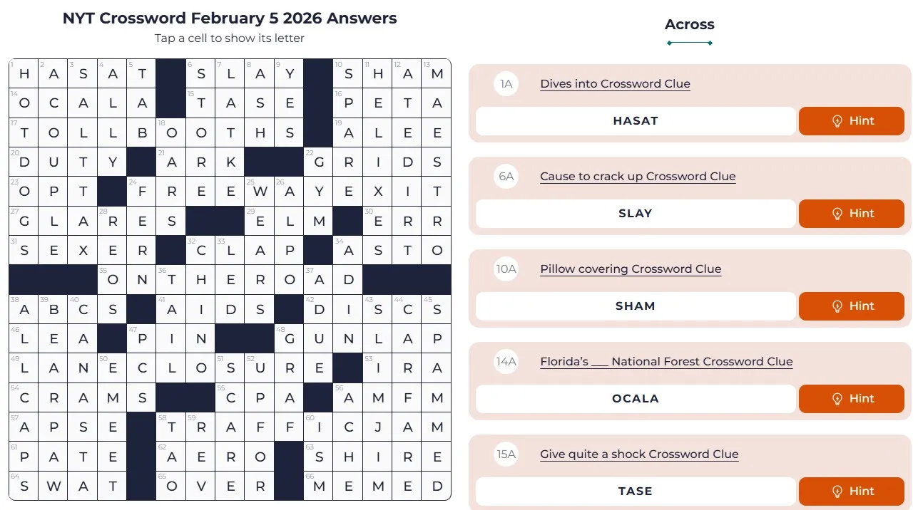 NYT Crossword Answers Feb 5 NYT Crossword Analysis (Feb 5, 2026): On the Road Again!