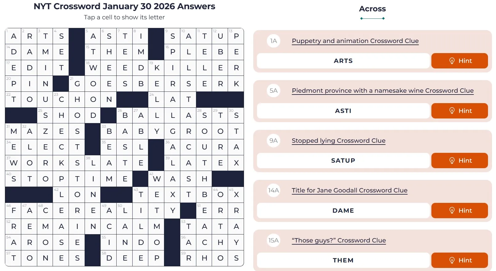 NYT Crossword Answers Jan 30 NYT Crossword Analysis (Jan 30, 2026): Friday Rocks!