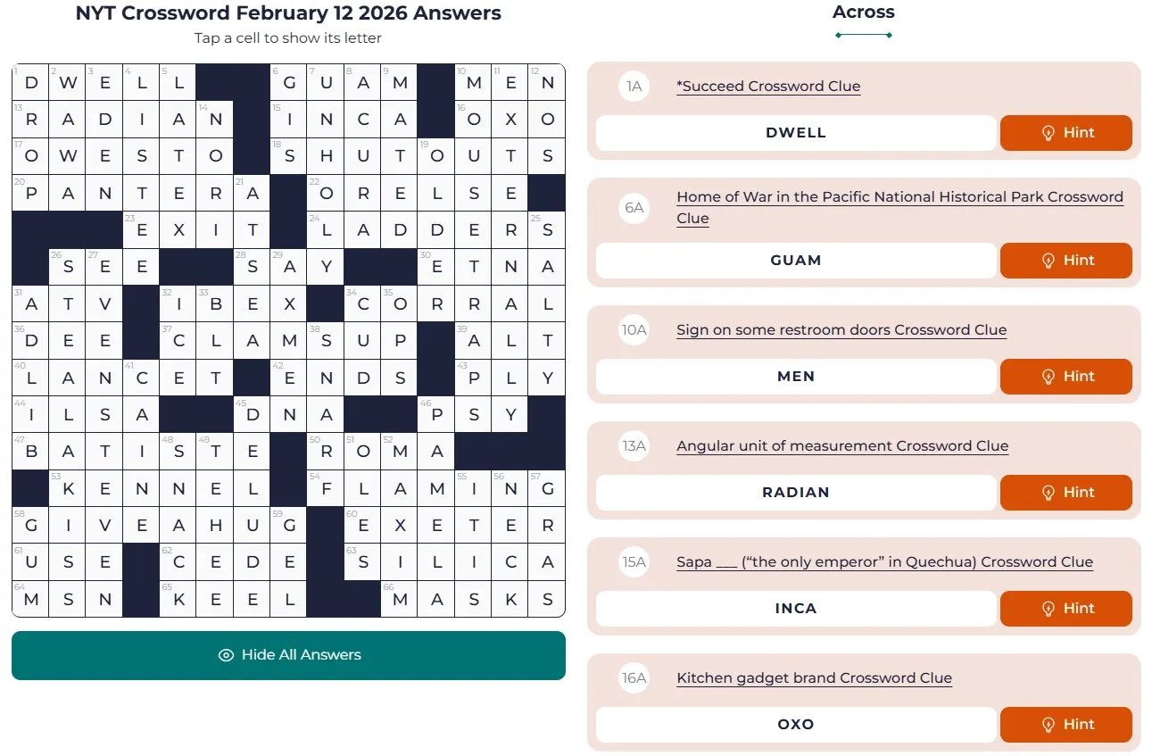 NYT Crossword answers Feb 12 NYT Crossword Analysis (Feb 12, 2026): A Valentine’s Warm-up!