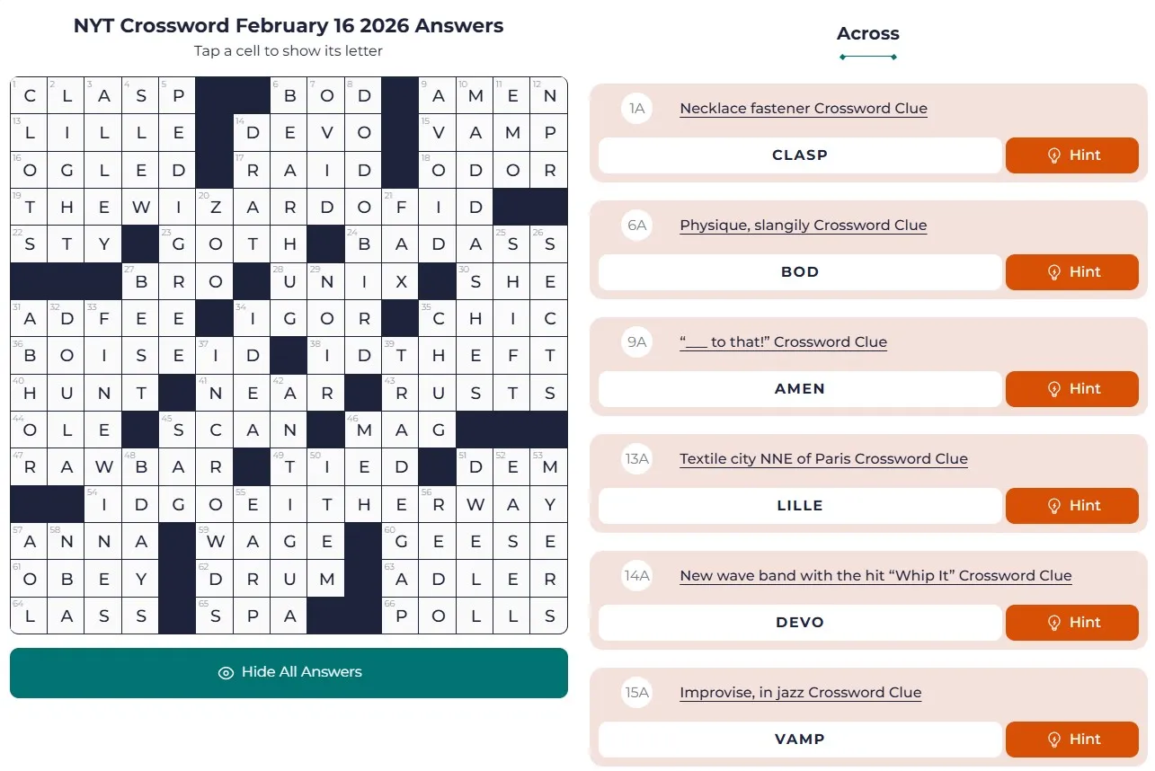 NYT Crossword answers Feb 16 NYT Crossword Analysis (Feb 16, 2026): Multi-Universe!