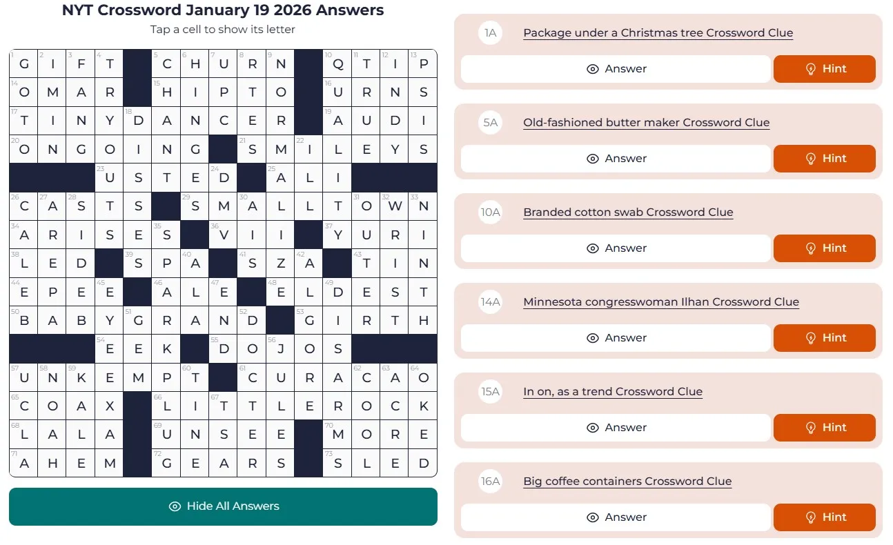 NYT Crossword answers Jan 19