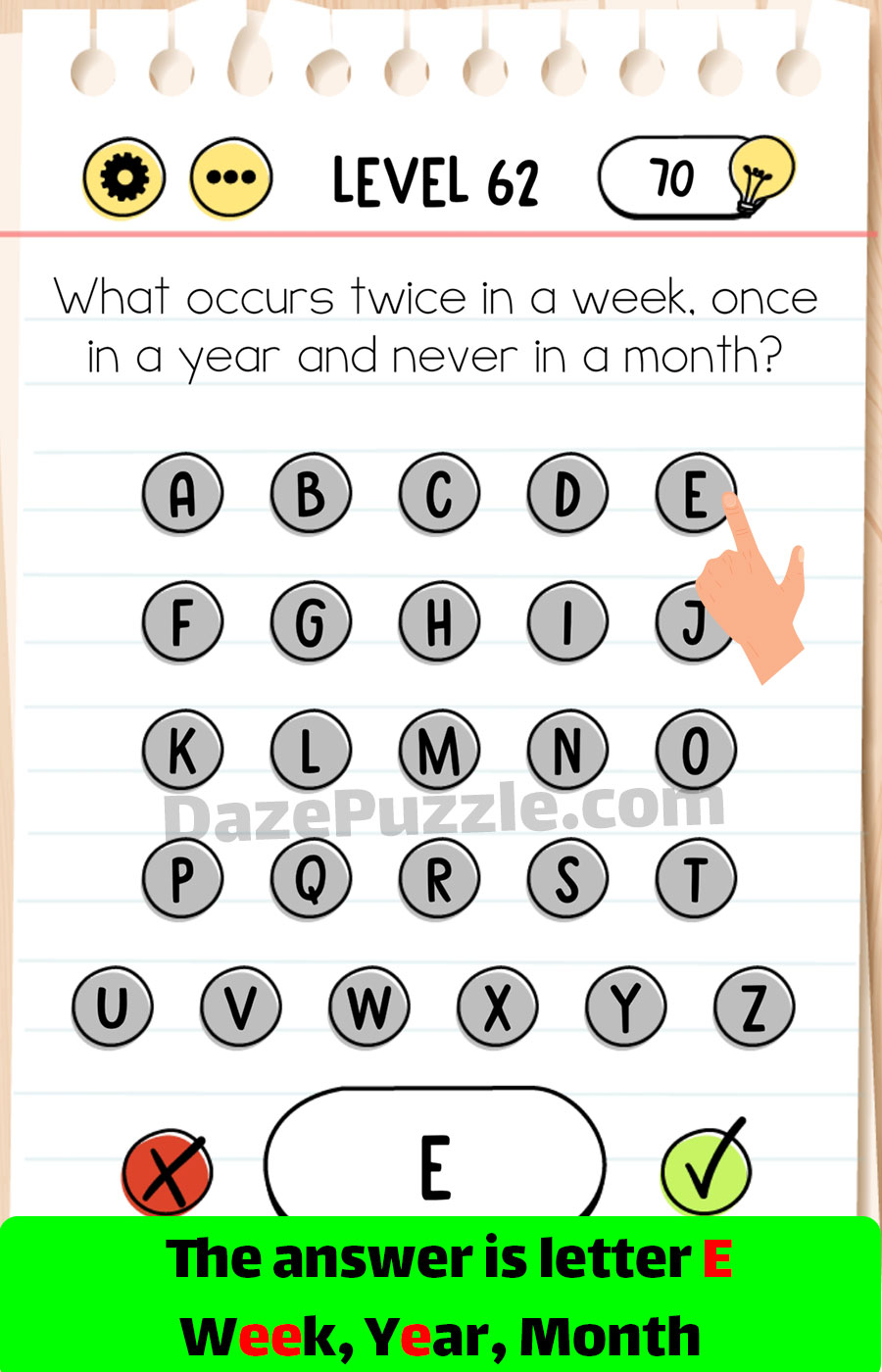 brain test level 62 what occurs twice