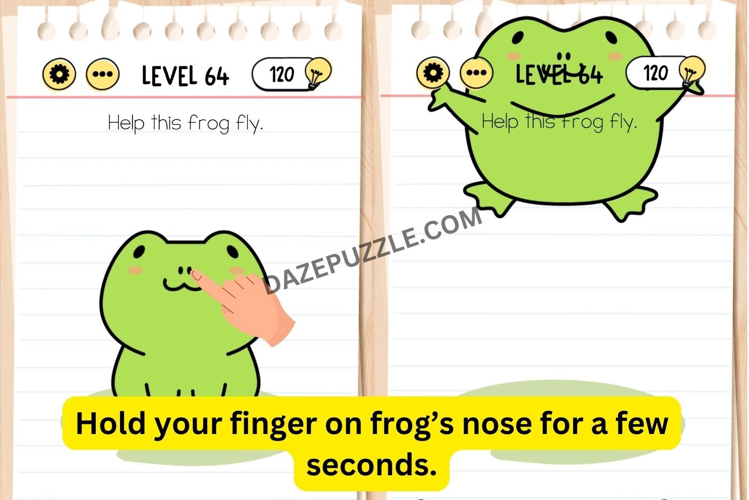 brain test level 64 help this frog fly