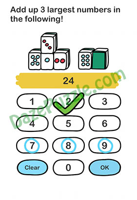 Brain Out Level 77 Add up 3 largest numbers in the following Answer