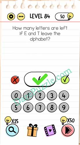 brain test level 84 answer