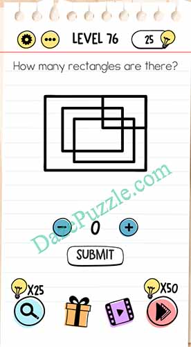 brain test level 76 how many rectangles