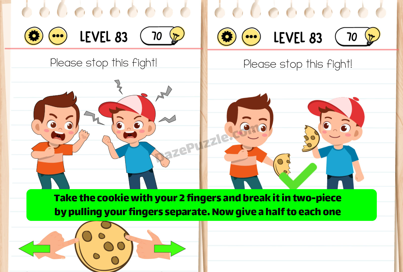 brain test level 83 please stop this fight