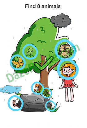 Brain Out Level 28 Find 8 animals Answer