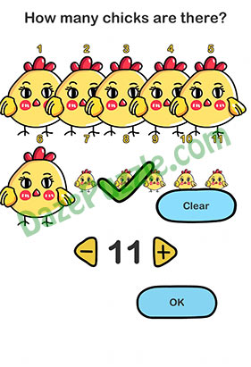 Brain Out Level 72 How many chicks are there Answer