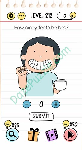 how many teeth he has brain test