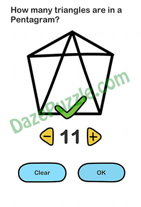 Brain Out Level 16 How many triangles are in a Pentagram Answer