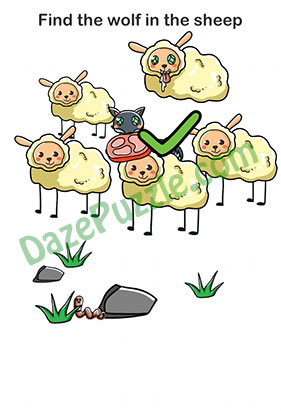 Brain Out Level 139 Find the wolf in the sheep Answer