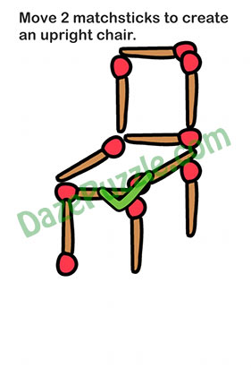 Brain Out Level 29 Move 2 matchsticks to create an upright chair Answer