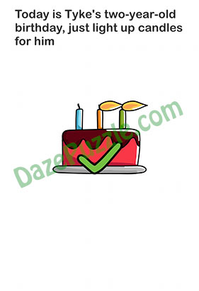 Brain Out Level 121 Today is Tyke’s two-years-old birthday Answer