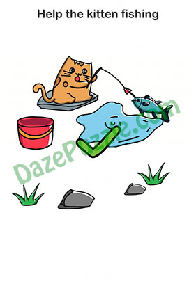 Brain Out Level 148 Answer Help the kitten fishing
