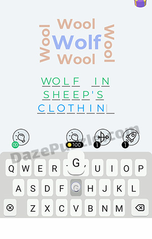 Dingbats Level 109 (Wool Wolf Wool) Answer