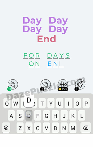 Dingbats Level 175 (Day End) Answer
