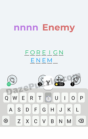 Dingbats Level 189 (nnnn Enemy) Answer