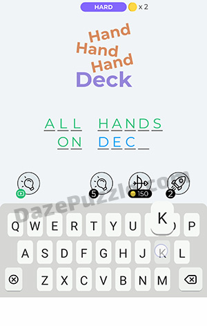 Dingbats Level 363 (Hand Hand Hand Deck) Answer
