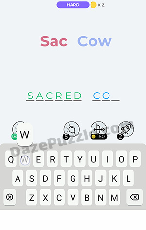 Dingbats Level 382 (Sac Cow) Answer