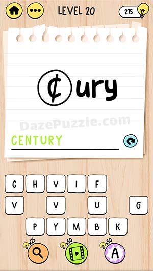 brain test tricky words level 20 answer