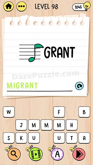 brain test tricky words level 98 answer