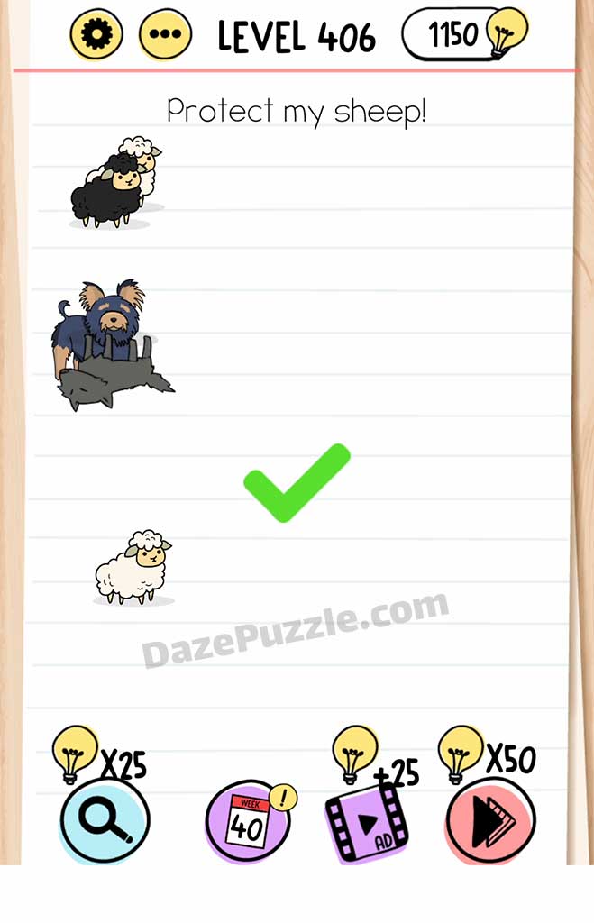 brain test level 406 answer