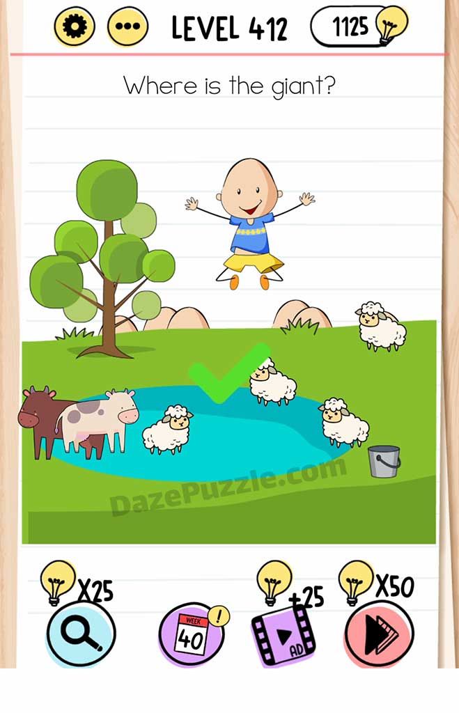 brain test level 412 answer
