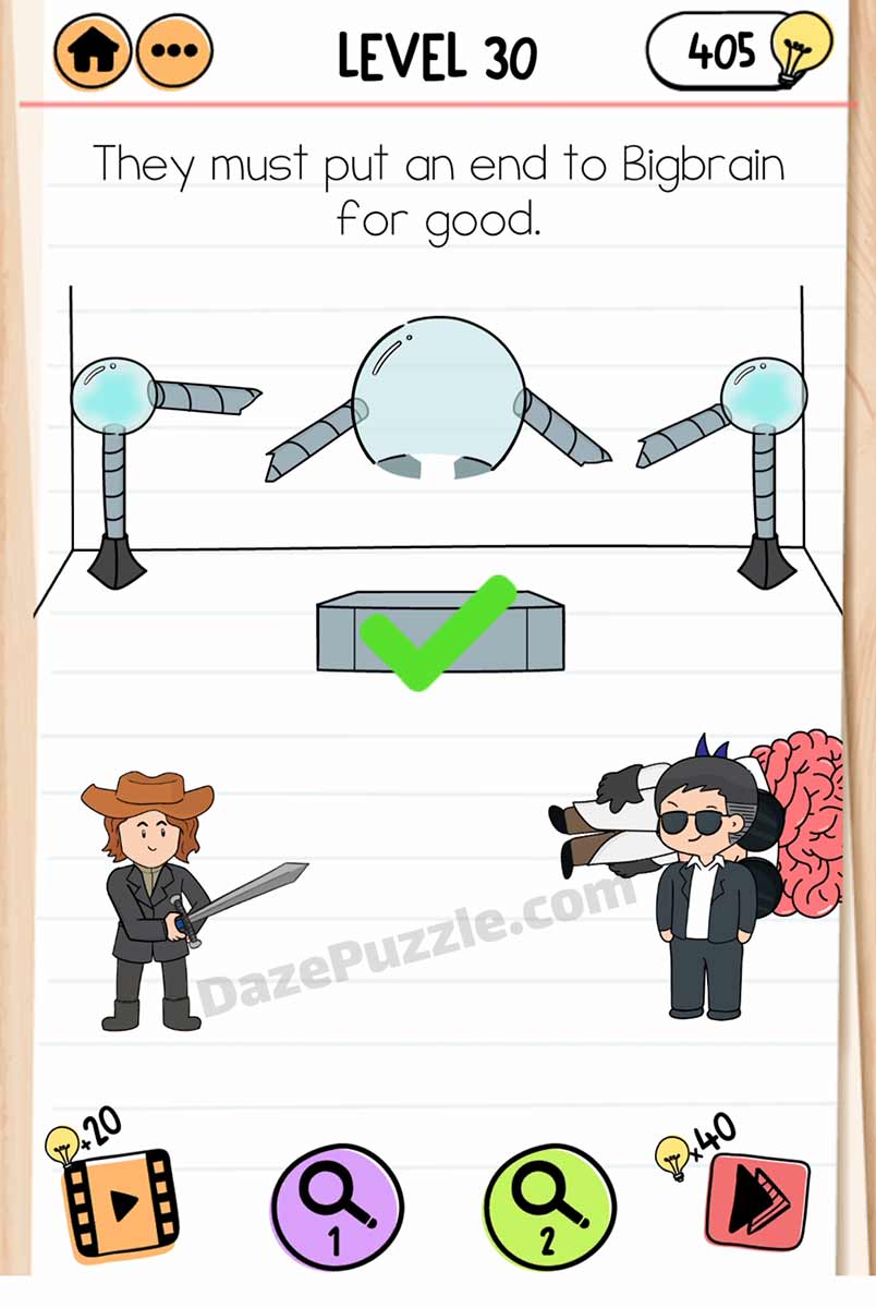 brain test 2 smith and joe vs professor bigbrain level 30 answer