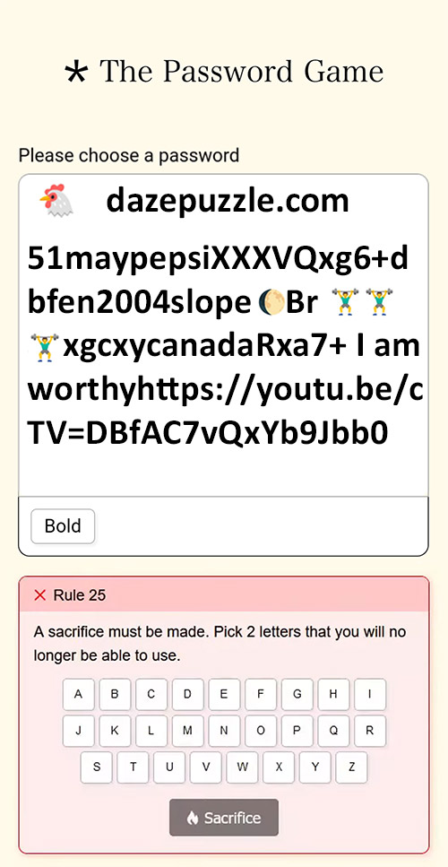 Password Game Rule 25