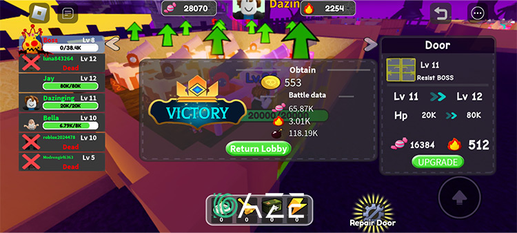 Victory in Ghost at the Door Roblox Game