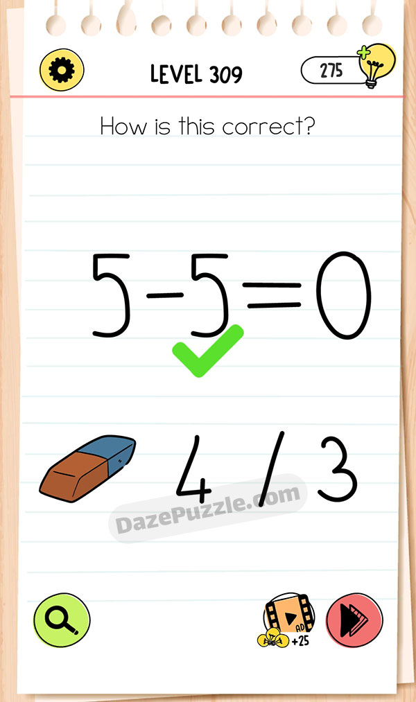brain test 4 level 309 answer