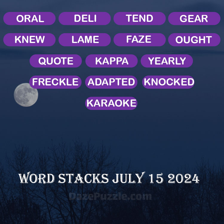 Word Stacks July 15 2024 Daily Puzzle Answer