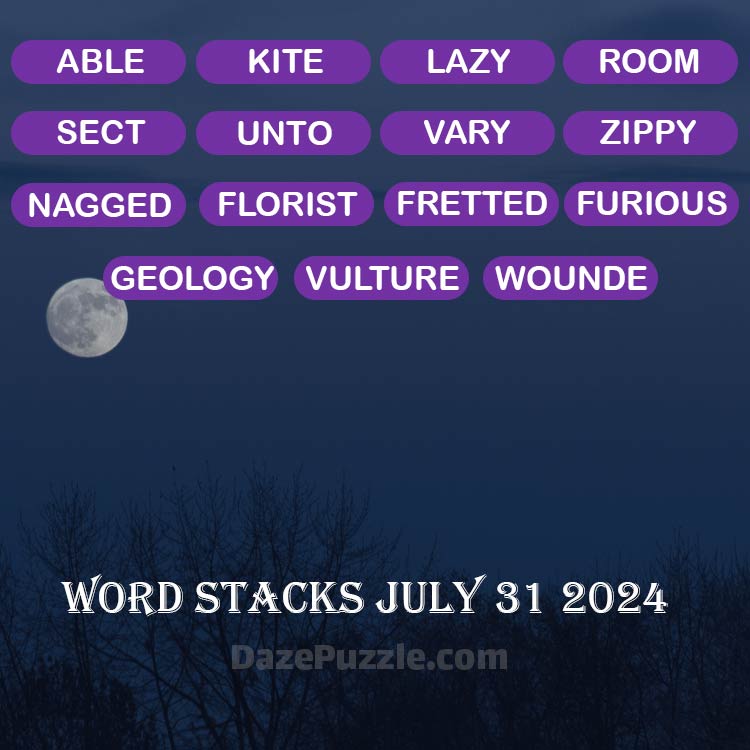 Word Stacks July 31 2024 Daily Puzzle Answer