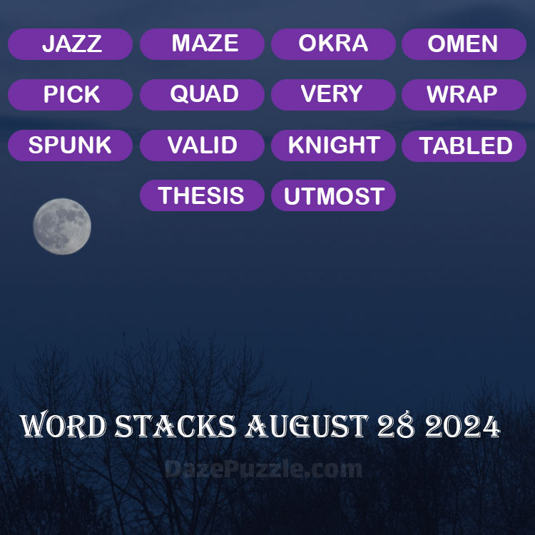 Word Stacks August 28 2024 Daily Puzzle Answer