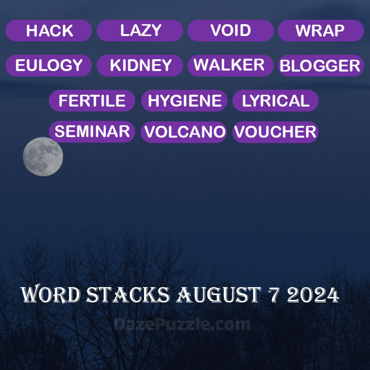 Word Stacks August 7 2024 Daily Puzzle Answer