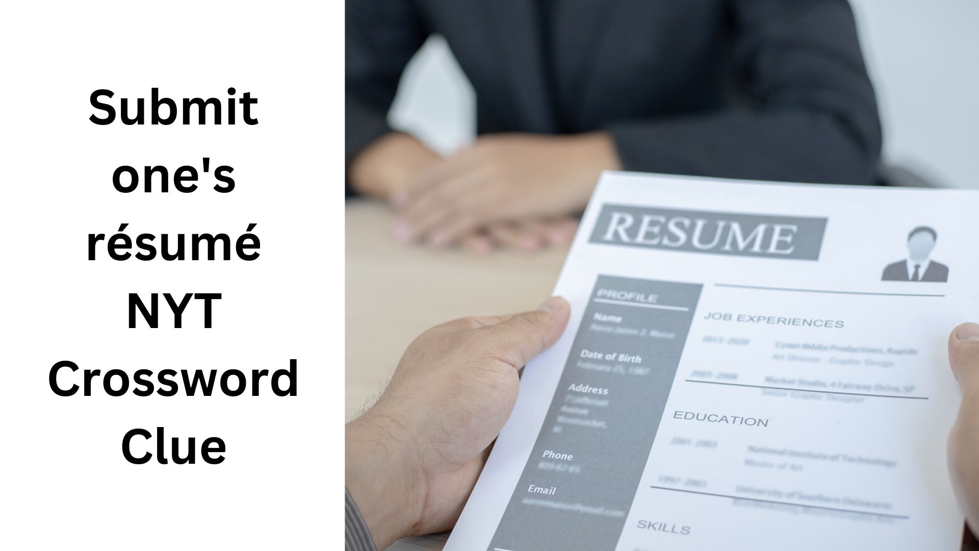 Submit one's résumé NYT Crossword Clue