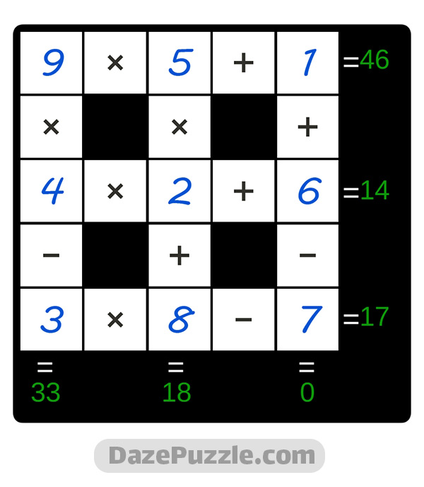 puzzle page cross sum 26 august 2024 answer