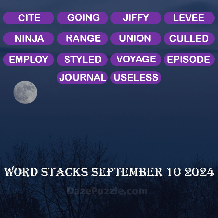 Word Stacks September 10 2024 Daily Puzzle Answer