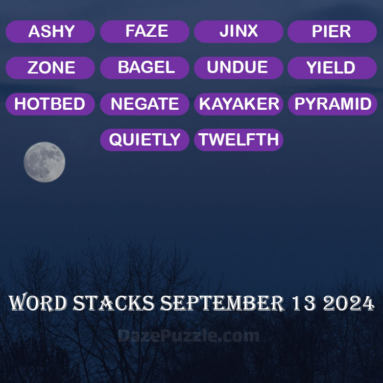 Word Stacks September 13 2024 Daily Puzzle Answer