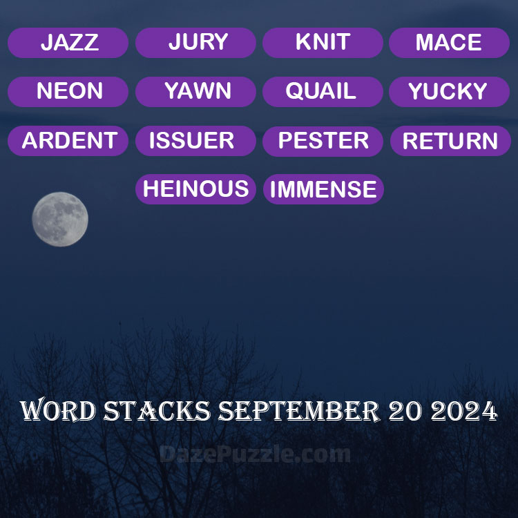 Word Stacks September 20 2024 Daily Puzzle Answer