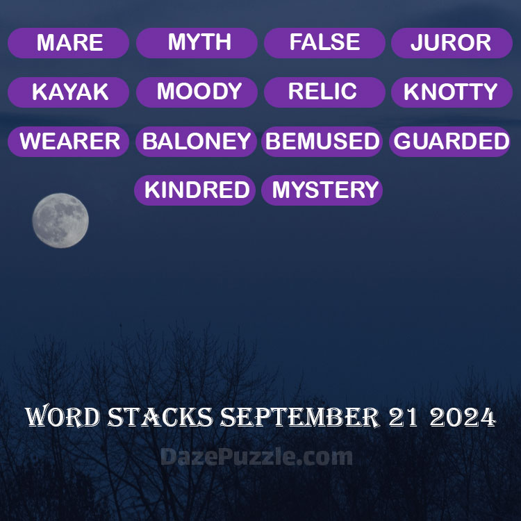 Word Stacks September 21 2024 Daily Puzzle Answer