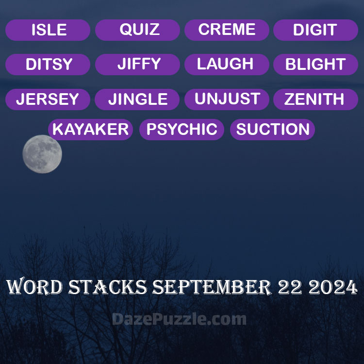 Word Stacks September 22 2024 Daily Puzzle Answer