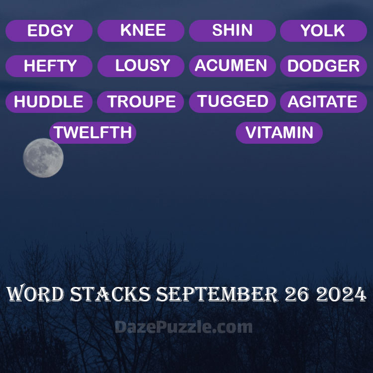 Word Stacks September 26 2024 Daily Puzzle Answer