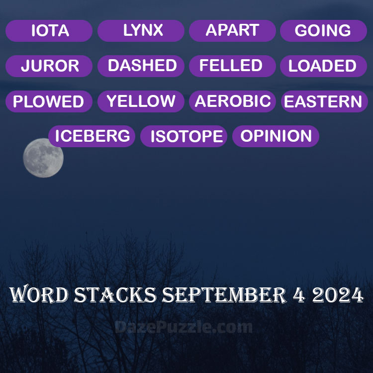 Word Stacks September 4 2024 Daily Puzzle Answer