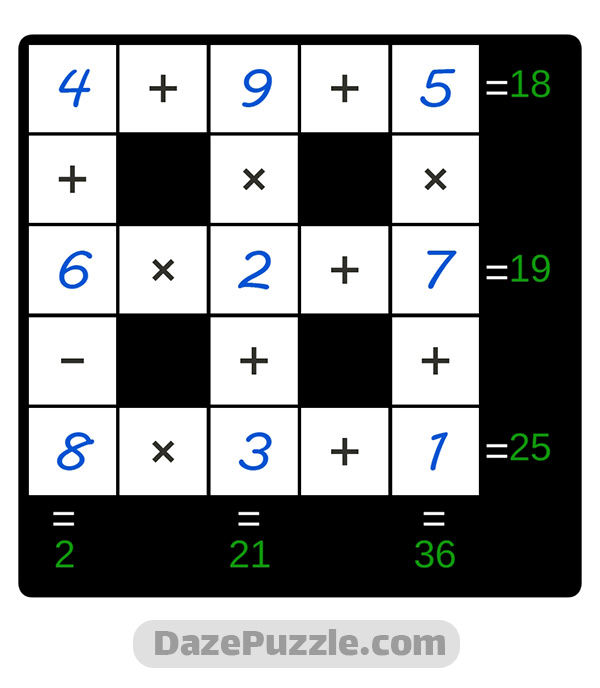 puzzle page cross sum 20 september 2024 answer