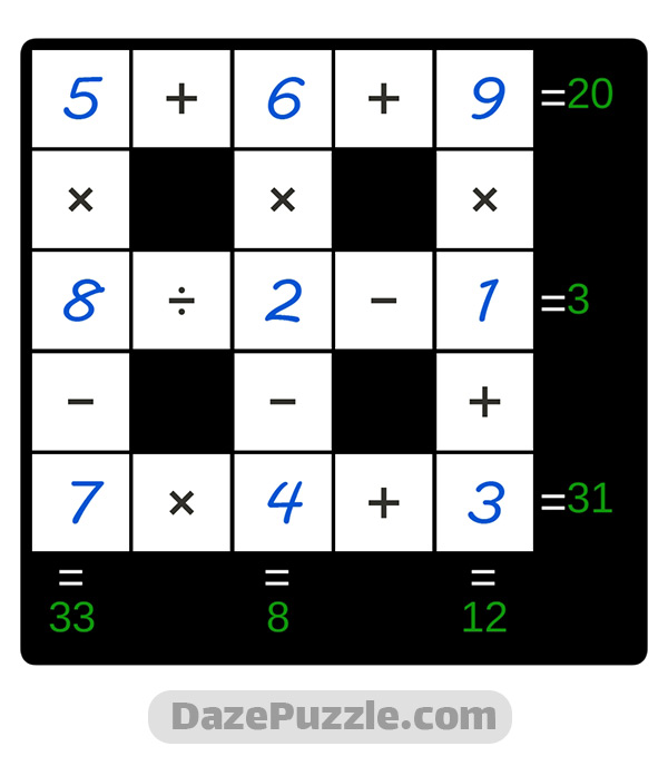 puzzle page cross sum 27 september 2024 answer