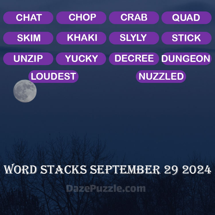 Word Stacks September 29 2024 Daily Puzzle Answer